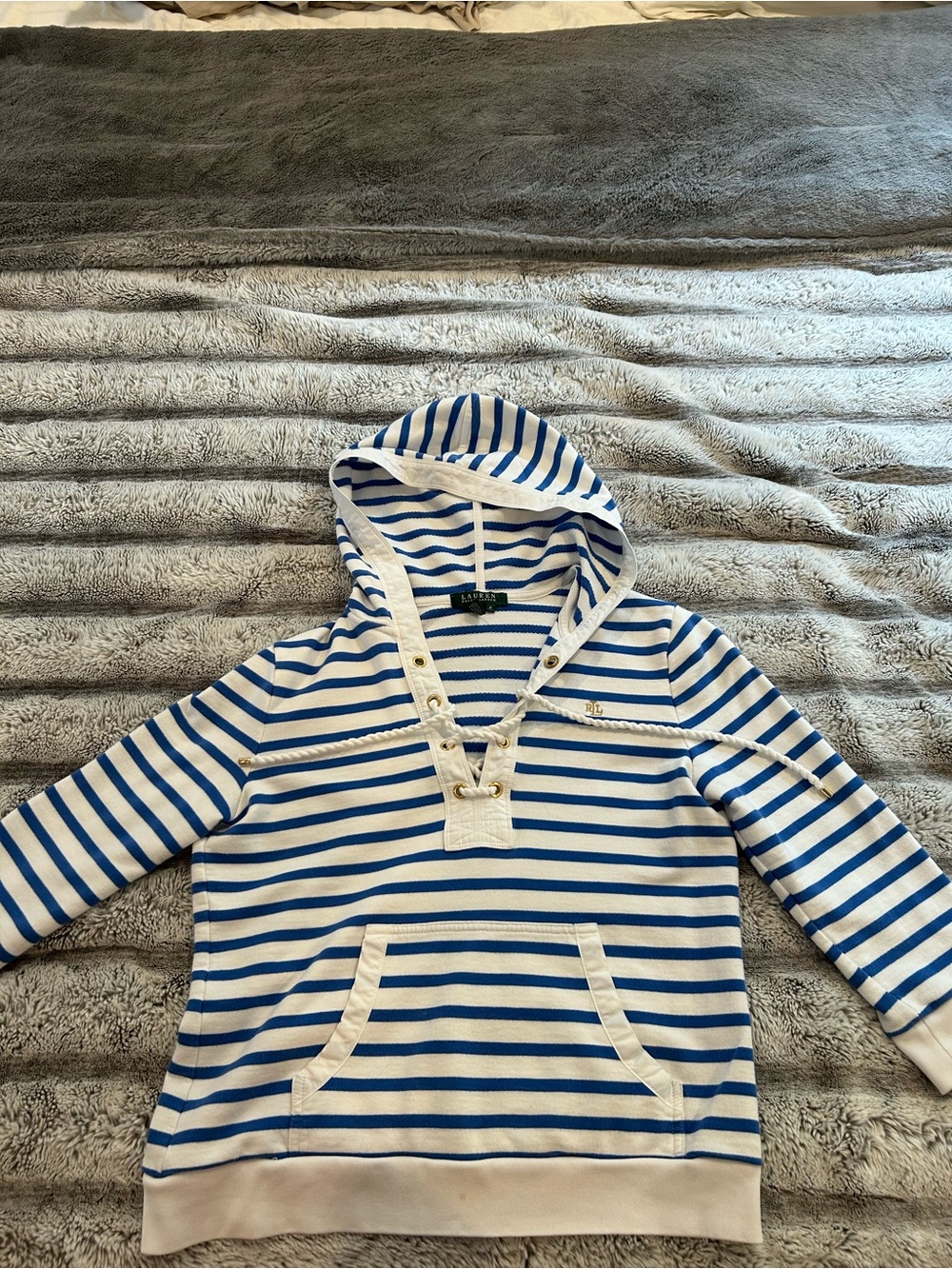 Ralph Lauren Blue and White Striped Pullover Top